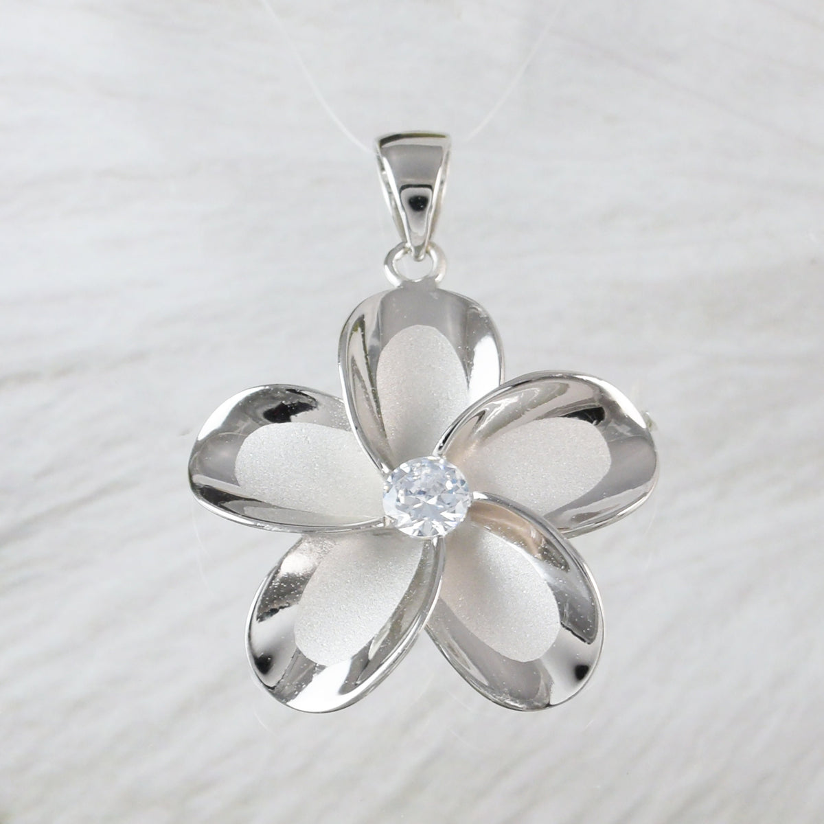 Gorgeous Large Hawaiian Plumeria Necklace, Sterling on sale Silver Plumeria Flower CZ Pendant N6003 Birthday Valentine Mom Gift, Island Jewelry