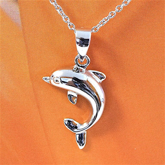 Pretty Unique Hawaiian Dolphin Necklace, Sterling Silver Dolphin Charm Pendant, N2051 Birthday Wife Mom Girl Mother Gift, Island Jewelry