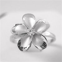 Beautiful Hawaiian Plumeria Ring, Sterling Silver Plumeria CZ Ring, R1059 Birthday Anniversary Mom Wife Girlfriend Mother Gift