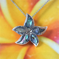 Unique Stunning Hawaiian Genuine Paua Shell Abalone Starfish Necklace, Sterling Silver Starfish Pendant, N6045 Birthday Mom Gift