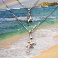 Mother Daughter Hawaiian Gecko Matching Necklace, Sterling Silver Gecko Pendant, N7004 Mom Daughter, Big Little Sister, Birthday Mom Gift