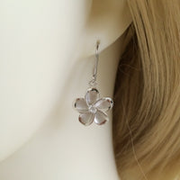 Beautiful Hawaiian Plumeria Earring, Sterling Silver Plumeria Flower CZ Dangle Earring, E4133A Mother Birthday Wife Mom Gift