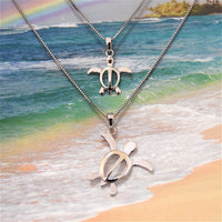 Collier assorti mère-fille tortue de mer hawaïenne, pendentif tortue en argent sterling, N7008 grande petite sœur, cadeau d'anniversaire pour maman et femme