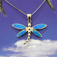 Gorgeous Mother Daughter Hawaiian Dragonfly Matching Necklace, Sterling Silver Blue Opal Dragonfly Matching Pendant, N7029 Big Little Sister