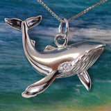 Gorgeous Hawaiian Large Humpback Whale Earring and Necklace, Sterling Silver Whale Pendant, N6012 Birthday Anniversary Mom Mother Gift