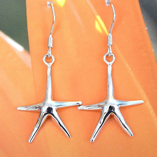 Beautiful Hawaiian Large Starfish Earring, Sterling Silver Starfish Dangle Earring, E4131 Birthday Wife Mom Mother Gift, Statement PC