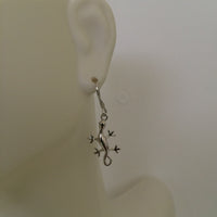 Unique Hawaiian Large Gecko Earring, Sterling Silver Crawling Gecko Dangle Earring, E4118 Birthday Wife Mom Mother Gift, Island Jewelry