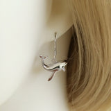 Unique Hawaiian Large Humpback Whale Earring, Sterling Silver Humpback Whale CZ Eye Dangle Earring, E4146A Birthday Mom Gift, Statement PC