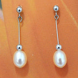 Beautiful Hawaiian Genuine White Pearl Earring, 14KT Solid White-Gold White Pearl Dangle Earring, E5585 Birthday Mom Gift, Island Jewelry