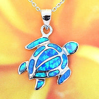 Collier unique en forme de tortue de mer en opale bleue hawaïenne, pendentif en argent sterling en forme de tortue en opale bleue, cadeau d'anniversaire pour maman N2115, bijoux des îles