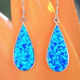 Superbe boucle d'oreille en forme de goutte d'eau en opale bleue hawaïenne de grande taille, boucle d'oreille pendante en argent sterling avec incrustation d'opale bleue, E4178 Statement PC, cadeau d'anniversaire pour maman