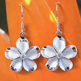 Gorgeous Large Hawaiian Plumeria Earring, Sterling Silver Plumeria Flower CZ Dangle Earring E4028 Birthday Wife Mom Mother Gift Statement