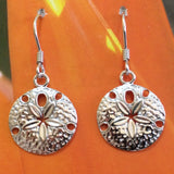 Unique Beautiful Hawaiian Sand Dollar Earring, Sterling Silver Sand Dollar Dangle Earring, E9385 Mother Birthday Mom Gift, Island Jewelry