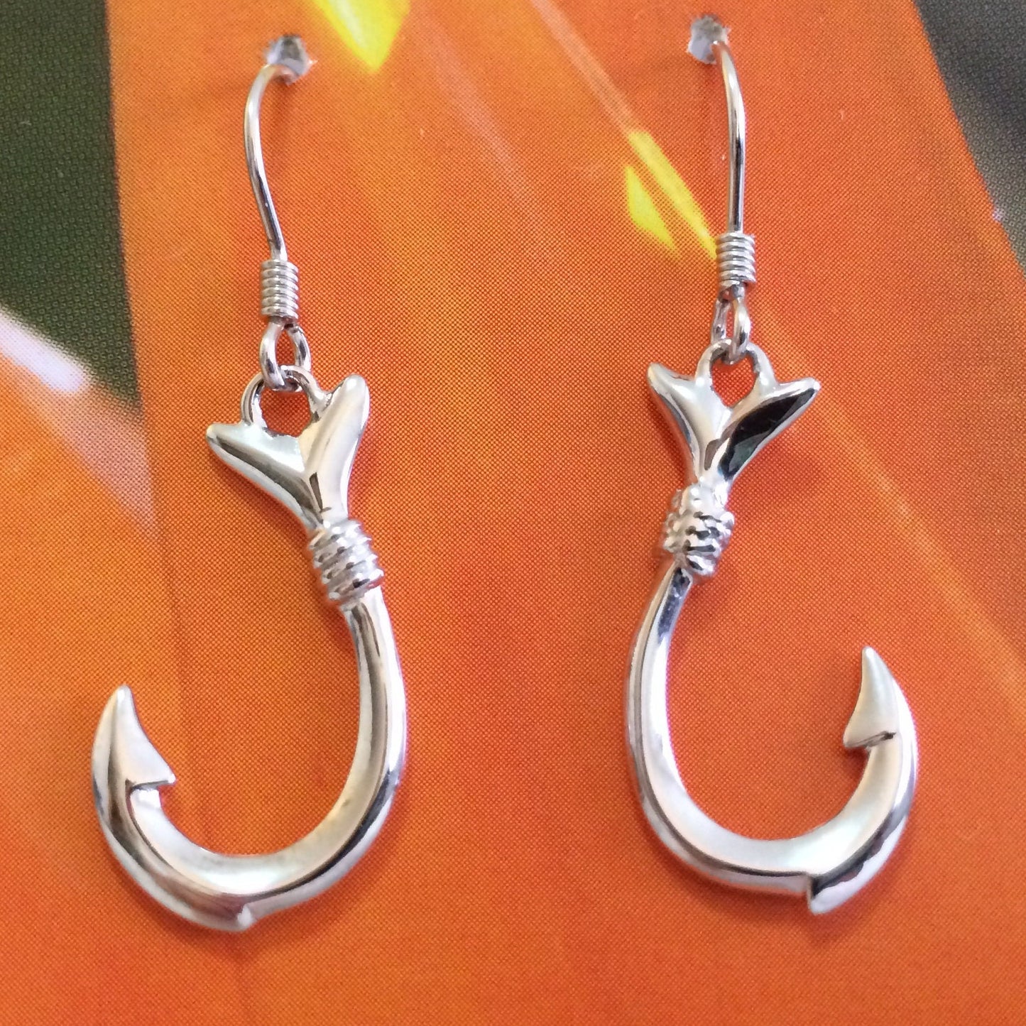 Boucles d'oreilles uniques en forme de grand hameçon 3D hawaïen, boucles d'oreilles pendantes en argent sterling, E4140A, cadeau d'anniversaire pour mère, épouse, maman