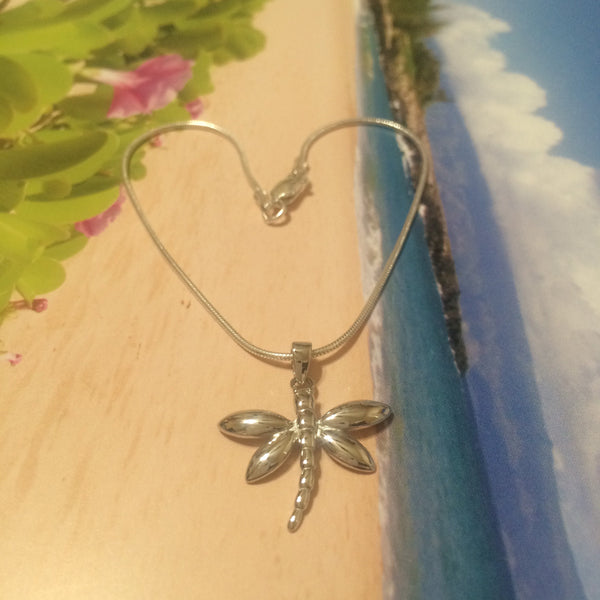 Beautiful Hawaiian Dragonfly Anklet or Bracelet, Sterling Silver Dragonfly Charm Bracelet, A6115 Birthday Mom Wife Mother Gift, Island