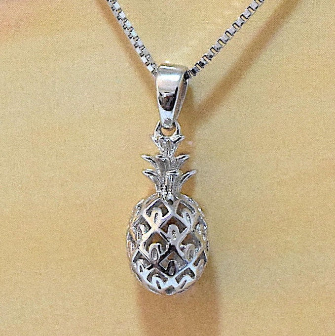 Joli collier hawaïen 3D ananas, pendentif ananas 3D en argent sterling, cadeau d'anniversaire N2003 pour mère, épouse, maman, fille, bijoux des îles