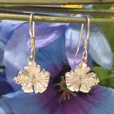 Boucles d'oreilles Hibiscus, fleur officielle de l'État d'Hawaï, boucles d'oreilles pendantes Hibiscus CZ en argent sterling, E4122A Cadeau d'anniversaire pour maman, épouse et fille