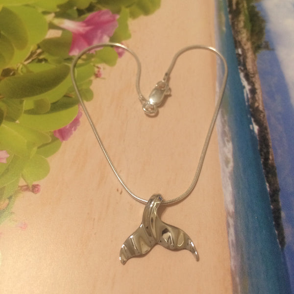 Pretty Hawaiian Whale Tail Anklet or Bracelet, Sterling Silver Whale Tail Charm Bracelet, A6101 Birthday Mom Wife Mother Gift