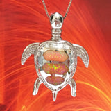 Collier unique et magnifique en forme de tortue de mer hawaïenne de très grande taille avec opale rose, pendentif en argent sterling avec opale N2828, cadeau d'anniversaire pour maman, déclaration PC