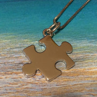 Unique Hawaiian Jigsaw Puzzle Piece Necklace, Sterling Silver Puzzle Piece Charm Pendant, Autism Awareness Sign, N2743 Birthday Mom Gift