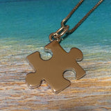 Unique Hawaiian Jigsaw Puzzle Piece Necklace, Sterling Silver Puzzle Piece Charm Pendant, Autism Awareness Sign, N2743 Birthday Mom Gift