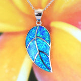 Magnifique collier en feuille de maille en opale bleue hawaïenne, pendentif en feuille de maille en opale bleue en argent sterling, N2257, cadeau d'anniversaire pour maman, épouse, mère