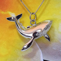 Gorgeous Hawaiian Large Humpback Whale Earring and Necklace, Sterling Silver Whale Pendant, N6012 Birthday Anniversary Mom Mother Gift