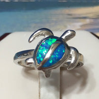 Bague tortue de mer opale bleue hawaïenne unique et magnifique, bague tortue opale bleue en argent sterling R1005A cadeau d'anniversaire pour maman et mère