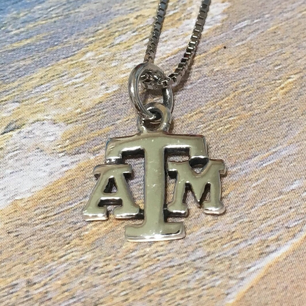 Collier unique Texas A &amp; M, pendentif à breloque Texas A et M en argent sterling, cadeau d'anniversaire pour mère, épouse, maman, remise de diplôme, N2986