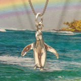 Unique Hawaiian 3D Penguin Earring and Necklace, Sterling Silver Cute Penguin Charm Pendant, N2991SH Birthday Mom Wife Girl Mother Gift