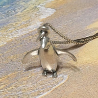 Unique Hawaiian 3D Penguin Earring and Necklace, Sterling Silver Cute Penguin Charm Pendant, N2991S Birthday Mom Wife Girl Mother Gift