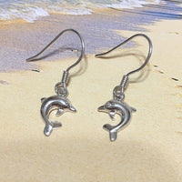 Pretty Hawaiian Dolphin Earring, Sterling Silver Dolphin Dangle Earring, E4008 Birthday Wife Mom Girl Mother Gift, Island Jewelry