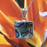 Unique Beautiful Hawaiian Genuine Abalone Paua Shell Necklace, Sterling Silver Abalone MOP Pendant N8030 Birthday Mom Wife Gift