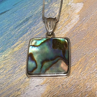 Unique Beautiful Hawaiian Genuine Abalone Paua Shell Necklace, Sterling Silver Abalone MOP Pendant N8030 Birthday Mom Wife Gift