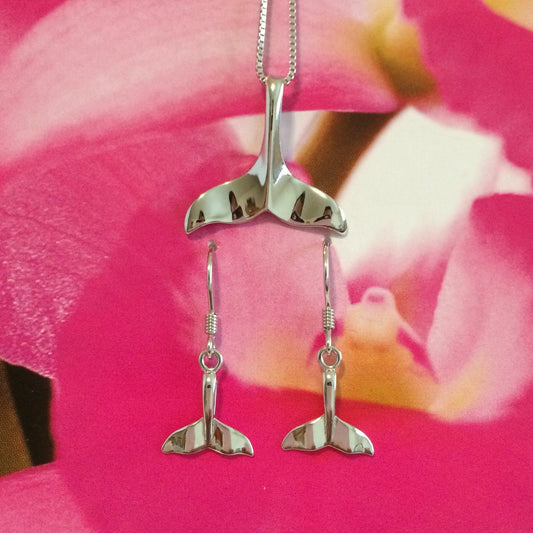 Ensemble collier et boucles d'oreilles en forme de queue de baleine hawaïenne, en argent sterling, S7116, cadeau d'anniversaire pour femme, maman, fille, mère