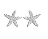 Unique Beautiful Hawaiian Starfish Earring, Sterling Silver Star Fish CZ Stud Earring, E4017 Birthday Mom Mother Gift, Island Jewelry