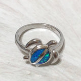 Bague tortue de mer opale bleue hawaïenne unique et magnifique, bague tortue opale bleue en argent sterling R1005A cadeau d'anniversaire pour maman et mère