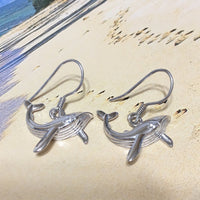 Unique Hawaiian Large Humpback Whale Earring, Sterling Silver Humpback Whale CZ Eye Dangle Earring, E4146A Birthday Mom Gift, Statement PC