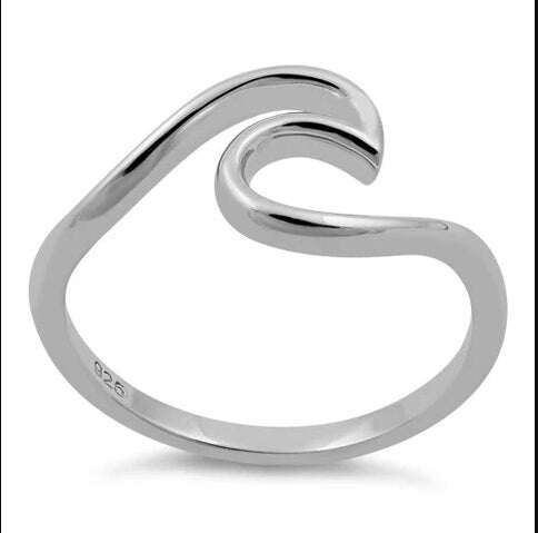 Unique Beautiful Hawaiian Ocean Wave Ring, Sterling Silver Nalu Wave Ring, R2353 Birthday Mother Anniversary Wife Mom Gift