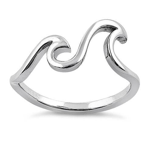 Unique Hawaiian Ocean Wave Ring, Sterling Silver Nalu Ocean Wave Ring, R2357 Birthday Mother Anniversary Mom Gift, Island Jewelry