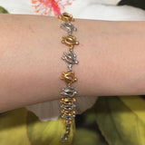 Unique Hawaiian 2-Tone Sea Turtle Bracelet, Sterling Silver Yellow-Gold Plated 2-Tone Turtle Bracelet, B3117 Birthday Mom Mother Gift