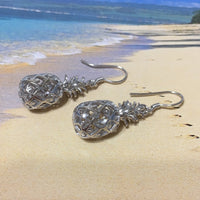 Superbe boucle d'oreille hawaïenne en forme d'ananas 3D, boucle d'oreille pendante en argent sterling 3D en forme d'ananas E9391, cadeau d'anniversaire pour maman, déclaration PC