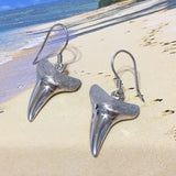 Boucles d'oreilles uniques en forme de grandes dents de requin 3D hawaïennes, boucles d'oreilles pendantes en argent sterling avec dents de requin, cadeau d'anniversaire pour maman E4148A