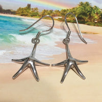 Beautiful Hawaiian Large Starfish Earring, Sterling Silver Starfish Dangle Earring, E4131 Birthday Wife Mom Mother Gift, Statement PC