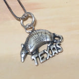 Collier unique en forme de tatou texan, pendentif en argent sterling avec breloque en forme de tatou, finition polie et oxydée, cadeau d'anniversaire pour maman, N8052