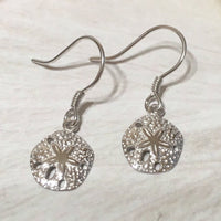 Unique Hawaiian Sand Dollar Earring, Sterling Silver Sand Dollar Dangle Earring, E4114 Birthday Mom Wife Girl Mother Gift, Island Jewelry