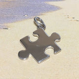 Unique Hawaiian Jigsaw Puzzle Piece Necklace, Sterling Silver Puzzle Piece Charm Pendant, Autism Awareness Sign, N2743 Birthday Mom Gift