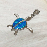 Joli collier tortue de mer en opale bleue hawaïenne, pendentif tortue en argent sterling opale, cadeau d'anniversaire pour mère, maman et épouse, bijoux des îles N2112