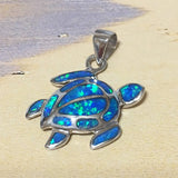 Collier unique en forme de tortue de mer en opale bleue hawaïenne, pendentif en argent sterling en forme de tortue en opale bleue, cadeau d'anniversaire pour maman N2115, bijoux des îles