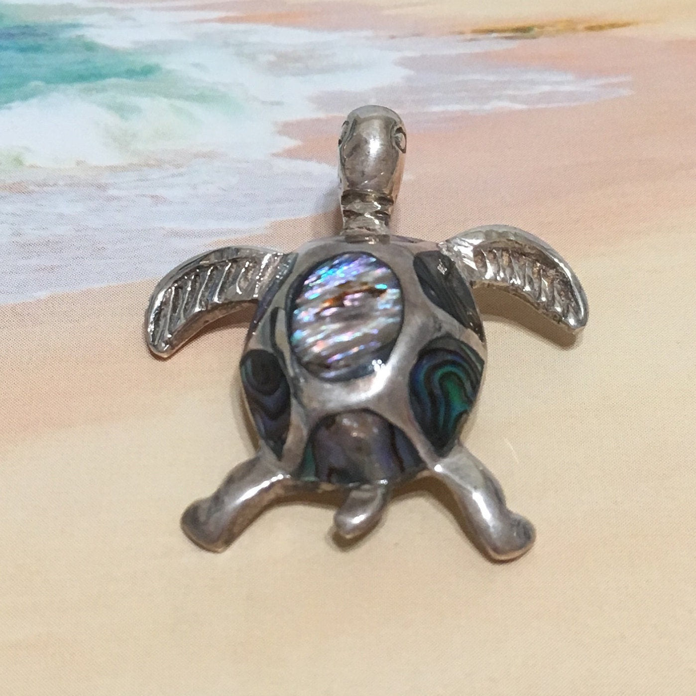 Collier unique hawaïen en véritable coquille de paua et tortue de mer, pendentif en argent sterling et nacre d'ormeau, cadeau d'anniversaire N6069